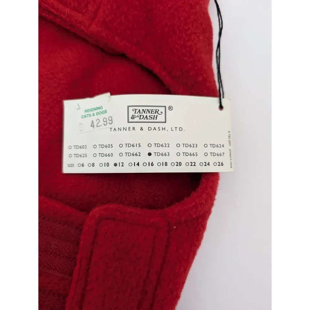 Tanner & Dash Size 12 Dog Jacket Red Fleece Ruff Weather Gear Cozy Winter Pet